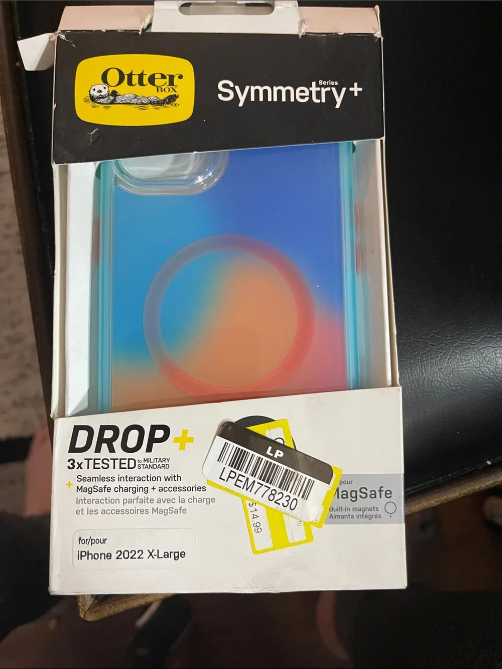 OtterBox Symmetry+ iPhone 2022 X-Large Case Iridescent Blue Orange Gradient
